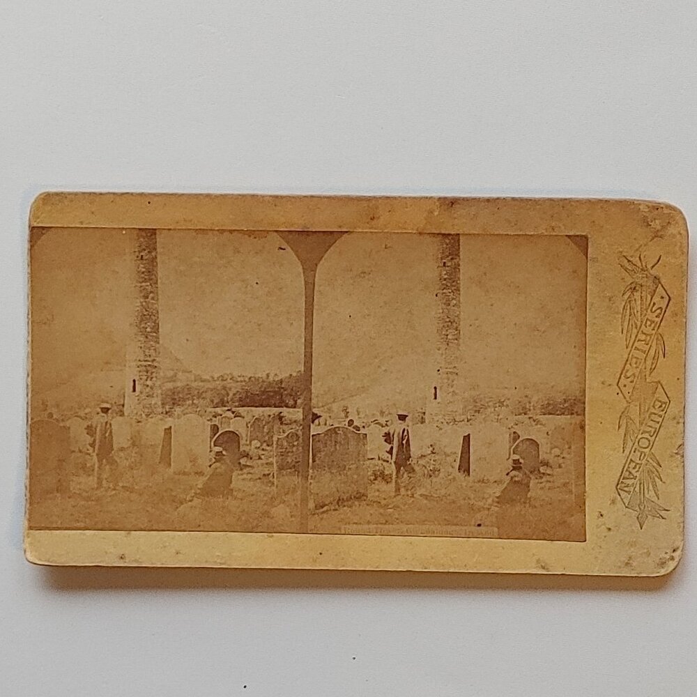 ANTIQUE STEREOGRAPH Card European Series Views Graveyard